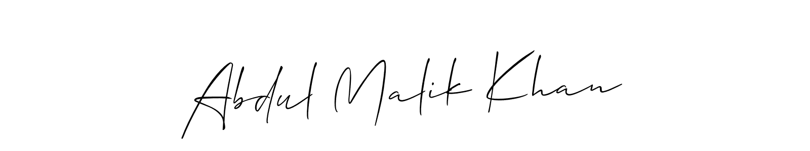 Use a signature maker to create a handwritten signature online. With this signature software, you can design (Allison_Script) your own signature for name Abdul Malik Khan. Abdul Malik Khan signature style 2 images and pictures png