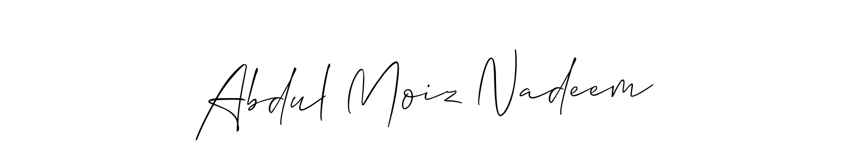 The best way (Allison_Script) to make a short signature is to pick only two or three words in your name. The name Abdul Moiz Nadeem include a total of six letters. For converting this name. Abdul Moiz Nadeem signature style 2 images and pictures png