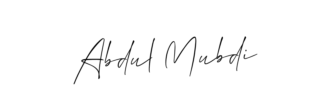 How to make Abdul Mubdi name signature. Use Allison_Script style for creating short signs online. This is the latest handwritten sign. Abdul Mubdi signature style 2 images and pictures png