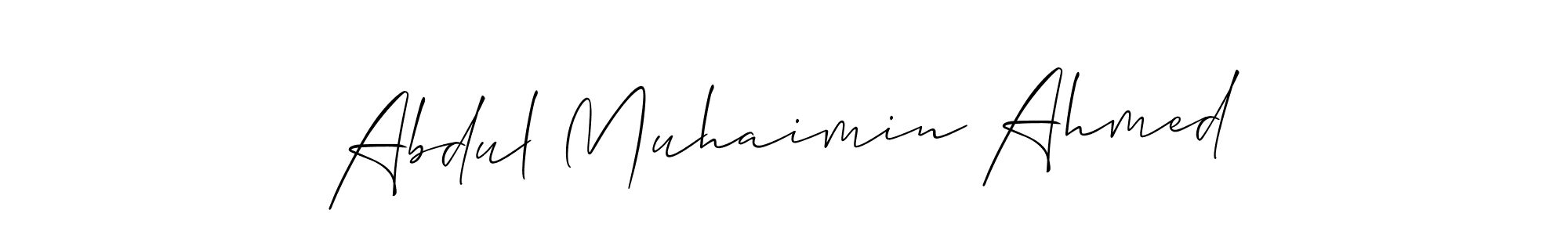 This is the best signature style for the Abdul Muhaimin Ahmed name. Also you like these signature font (Allison_Script). Mix name signature. Abdul Muhaimin Ahmed signature style 2 images and pictures png