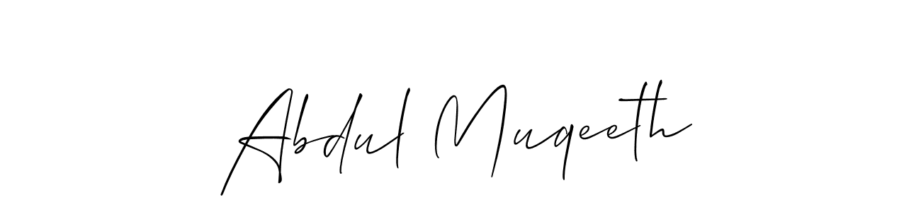 Use a signature maker to create a handwritten signature online. With this signature software, you can design (Allison_Script) your own signature for name Abdul Muqeeth. Abdul Muqeeth signature style 2 images and pictures png
