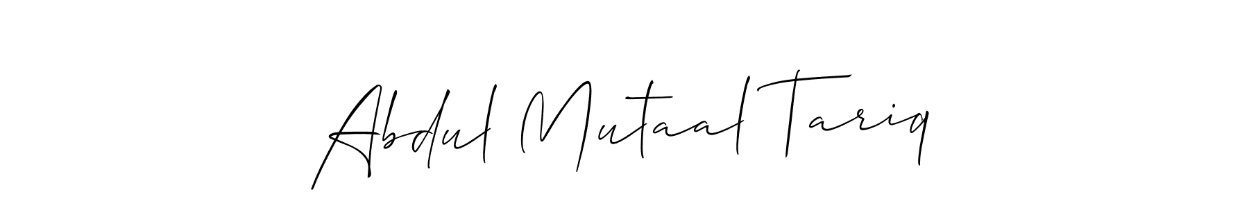 Use a signature maker to create a handwritten signature online. With this signature software, you can design (Allison_Script) your own signature for name Abdul Mutaal Tariq. Abdul Mutaal Tariq signature style 2 images and pictures png