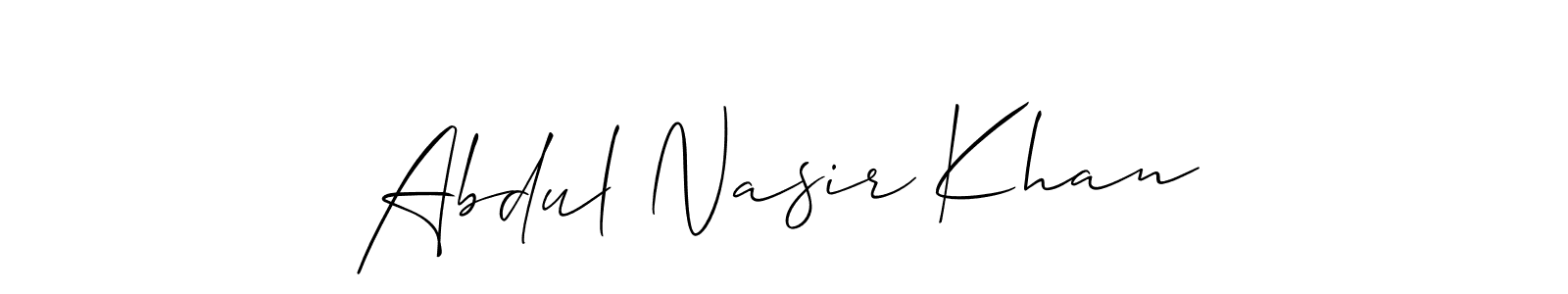 The best way (Allison_Script) to make a short signature is to pick only two or three words in your name. The name Abdul Nasir Khan include a total of six letters. For converting this name. Abdul Nasir Khan signature style 2 images and pictures png