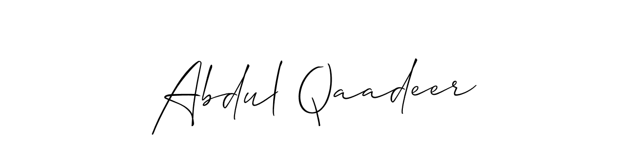Make a short Abdul Qaadeer signature style. Manage your documents anywhere anytime using Allison_Script. Create and add eSignatures, submit forms, share and send files easily. Abdul Qaadeer signature style 2 images and pictures png