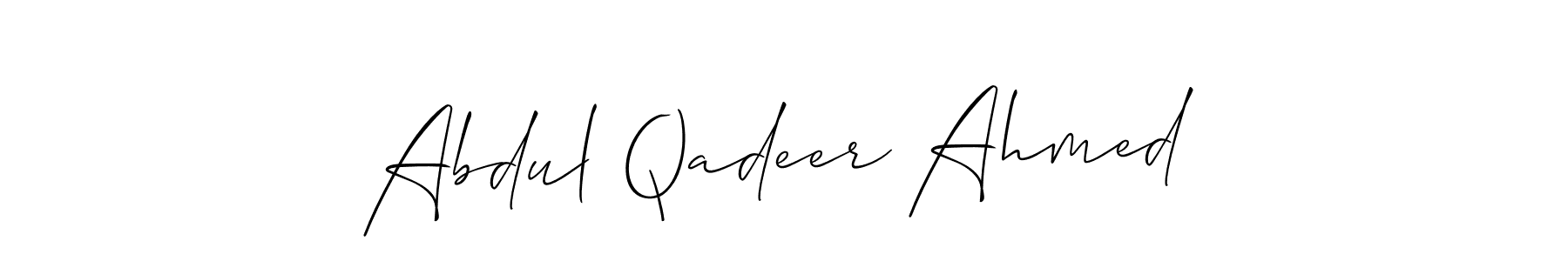 Design your own signature with our free online signature maker. With this signature software, you can create a handwritten (Allison_Script) signature for name Abdul Qadeer Ahmed. Abdul Qadeer Ahmed signature style 2 images and pictures png