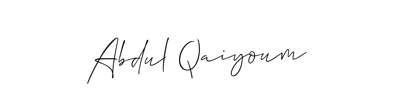 Use a signature maker to create a handwritten signature online. With this signature software, you can design (Allison_Script) your own signature for name Abdul Qaiyoum. Abdul Qaiyoum signature style 2 images and pictures png