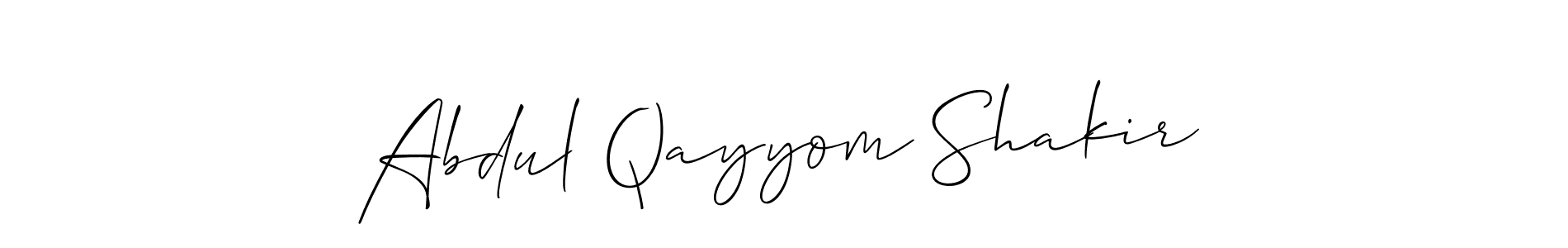 Make a short Abdul Qayyom Shakir signature style. Manage your documents anywhere anytime using Allison_Script. Create and add eSignatures, submit forms, share and send files easily. Abdul Qayyom Shakir signature style 2 images and pictures png