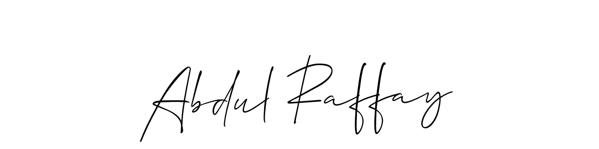 Use a signature maker to create a handwritten signature online. With this signature software, you can design (Allison_Script) your own signature for name Abdul Raffay. Abdul Raffay signature style 2 images and pictures png