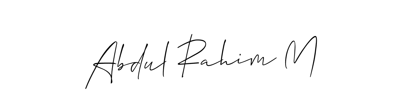 It looks lik you need a new signature style for name Abdul Rahim M. Design unique handwritten (Allison_Script) signature with our free signature maker in just a few clicks. Abdul Rahim M signature style 2 images and pictures png