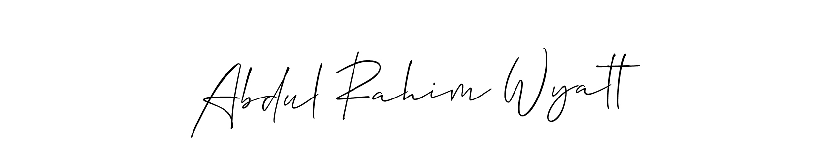 The best way (Allison_Script) to make a short signature is to pick only two or three words in your name. The name Abdul Rahim Wyatt include a total of six letters. For converting this name. Abdul Rahim Wyatt signature style 2 images and pictures png