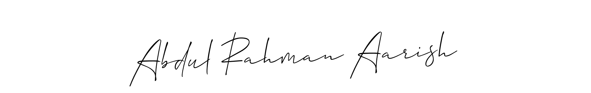 Design your own signature with our free online signature maker. With this signature software, you can create a handwritten (Allison_Script) signature for name Abdul Rahman Aarish. Abdul Rahman Aarish signature style 2 images and pictures png