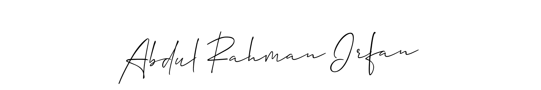 The best way (Allison_Script) to make a short signature is to pick only two or three words in your name. The name Abdul Rahman Irfan include a total of six letters. For converting this name. Abdul Rahman Irfan signature style 2 images and pictures png