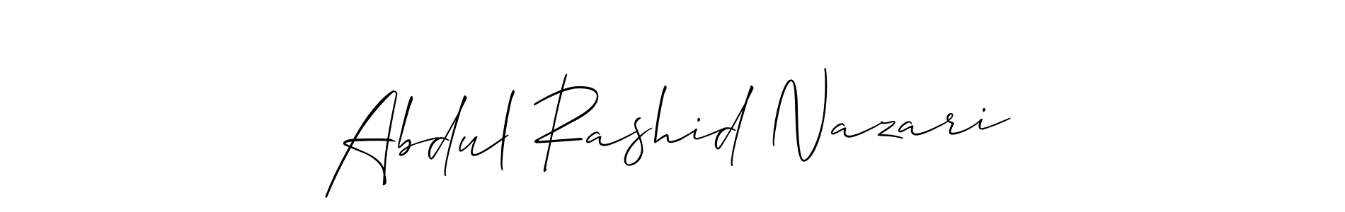 Use a signature maker to create a handwritten signature online. With this signature software, you can design (Allison_Script) your own signature for name Abdul Rashid Nazari. Abdul Rashid Nazari signature style 2 images and pictures png