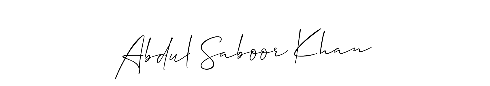 How to make Abdul Saboor Khan name signature. Use Allison_Script style for creating short signs online. This is the latest handwritten sign. Abdul Saboor Khan signature style 2 images and pictures png
