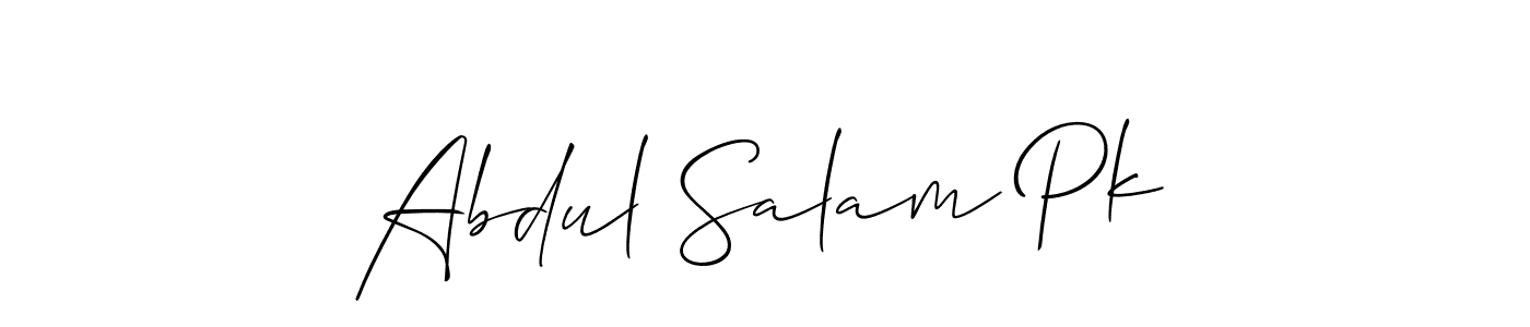 Make a beautiful signature design for name Abdul Salam Pk. With this signature (Allison_Script) style, you can create a handwritten signature for free. Abdul Salam Pk signature style 2 images and pictures png