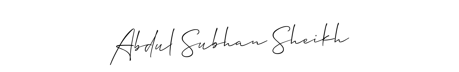 Abdul Subhan Sheikh stylish signature style. Best Handwritten Sign (Allison_Script) for my name. Handwritten Signature Collection Ideas for my name Abdul Subhan Sheikh. Abdul Subhan Sheikh signature style 2 images and pictures png