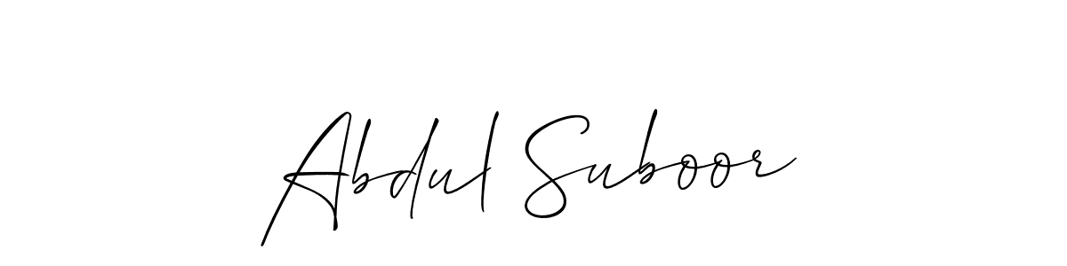 The best way (Allison_Script) to make a short signature is to pick only two or three words in your name. The name Abdul Suboor include a total of six letters. For converting this name. Abdul Suboor signature style 2 images and pictures png