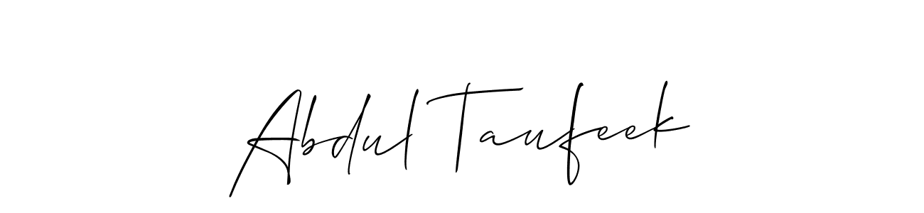 Use a signature maker to create a handwritten signature online. With this signature software, you can design (Allison_Script) your own signature for name Abdul Taufeek. Abdul Taufeek signature style 2 images and pictures png