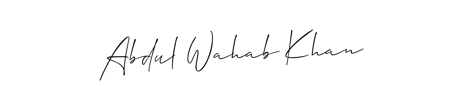 Use a signature maker to create a handwritten signature online. With this signature software, you can design (Allison_Script) your own signature for name Abdul Wahab Khan. Abdul Wahab Khan signature style 2 images and pictures png