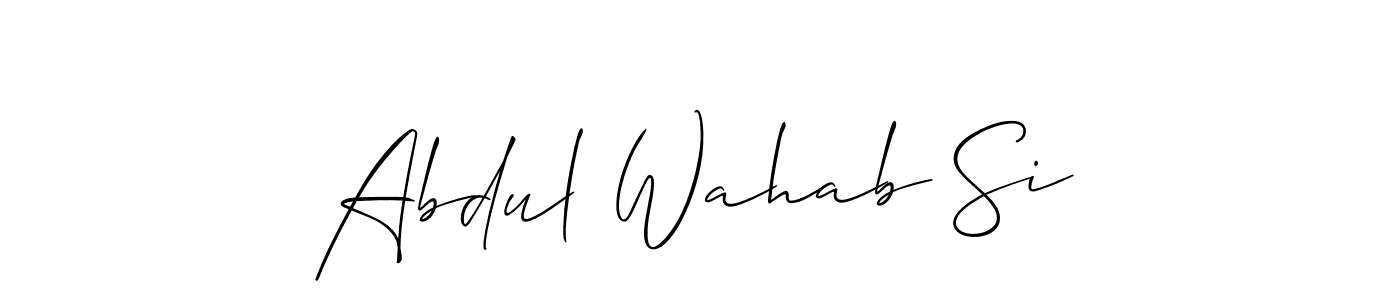 Use a signature maker to create a handwritten signature online. With this signature software, you can design (Allison_Script) your own signature for name Abdul Wahab Si. Abdul Wahab Si signature style 2 images and pictures png