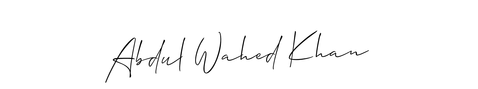 Also we have Abdul Wahed Khan name is the best signature style. Create professional handwritten signature collection using Allison_Script autograph style. Abdul Wahed Khan signature style 2 images and pictures png