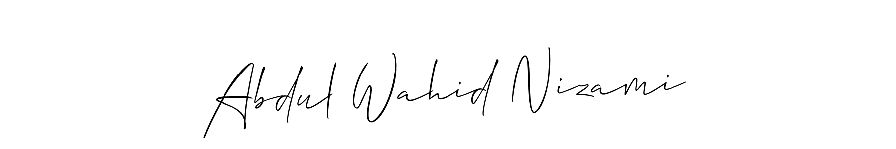 The best way (Allison_Script) to make a short signature is to pick only two or three words in your name. The name Abdul Wahid Nizami include a total of six letters. For converting this name. Abdul Wahid Nizami signature style 2 images and pictures png