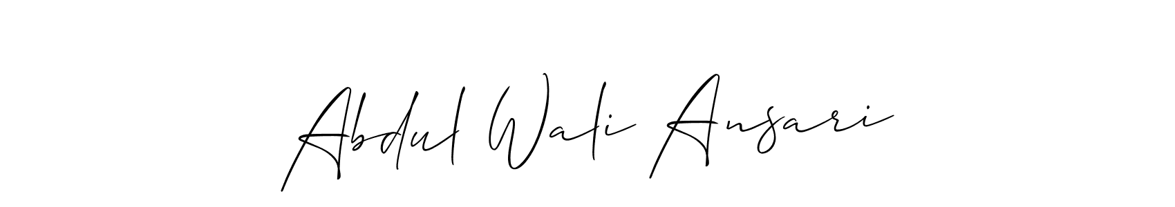 Also You can easily find your signature by using the search form. We will create Abdul Wali Ansari name handwritten signature images for you free of cost using Allison_Script sign style. Abdul Wali Ansari signature style 2 images and pictures png