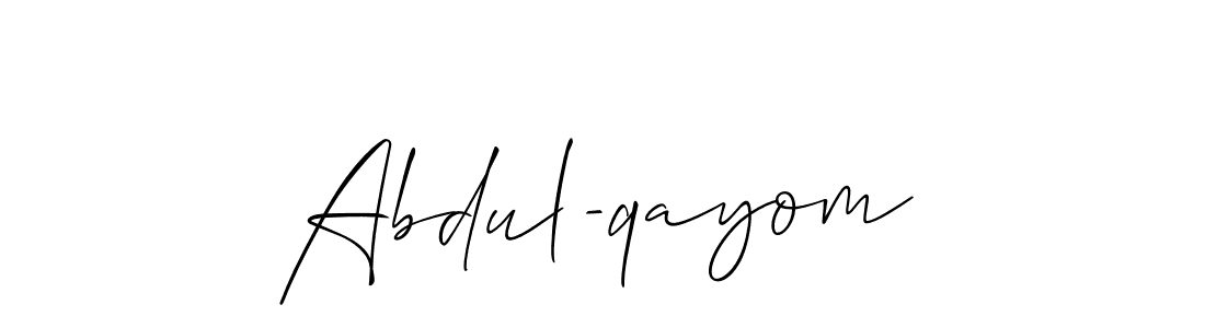 Also we have Abdul-qayom name is the best signature style. Create professional handwritten signature collection using Allison_Script autograph style. Abdul-qayom signature style 2 images and pictures png