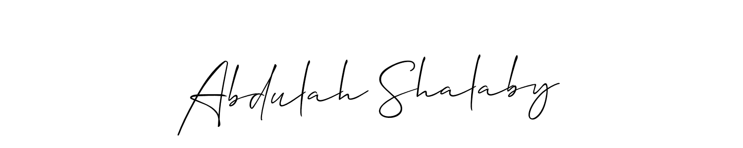 Allison_Script is a professional signature style that is perfect for those who want to add a touch of class to their signature. It is also a great choice for those who want to make their signature more unique. Get Abdulah Shalaby name to fancy signature for free. Abdulah Shalaby signature style 2 images and pictures png