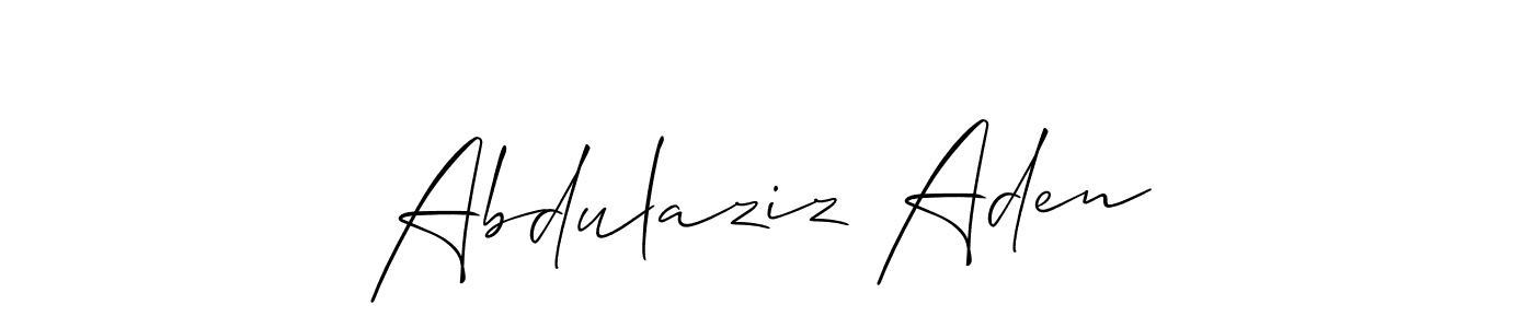 Make a beautiful signature design for name Abdulaziz Aden. With this signature (Allison_Script) style, you can create a handwritten signature for free. Abdulaziz Aden signature style 2 images and pictures png