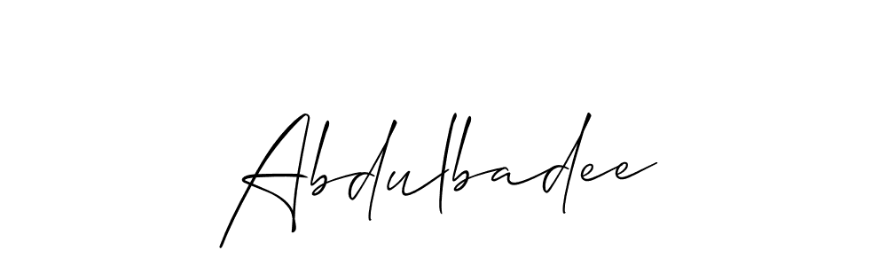You should practise on your own different ways (Allison_Script) to write your name (Abdulbadee) in signature. don't let someone else do it for you. Abdulbadee signature style 2 images and pictures png