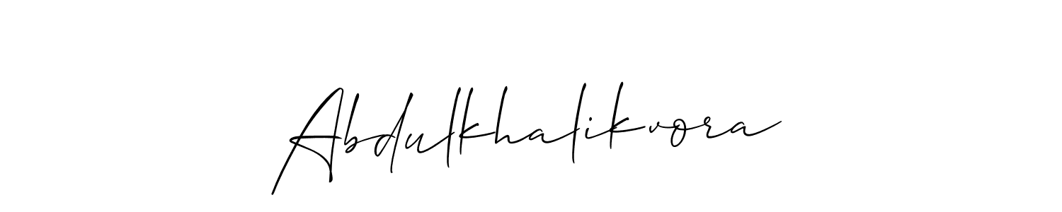 if you are searching for the best signature style for your name Abdulkhalikvora. so please give up your signature search. here we have designed multiple signature styles  using Allison_Script. Abdulkhalikvora signature style 2 images and pictures png