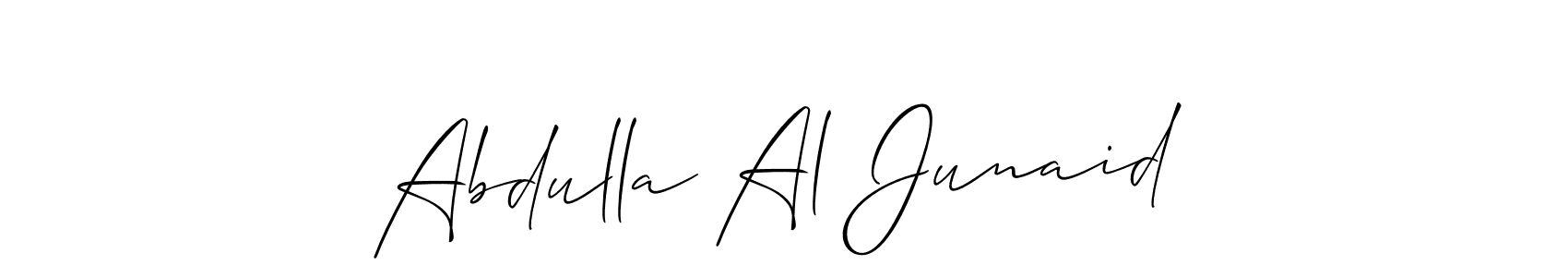 Also You can easily find your signature by using the search form. We will create Abdulla Al Junaid name handwritten signature images for you free of cost using Allison_Script sign style. Abdulla Al Junaid signature style 2 images and pictures png