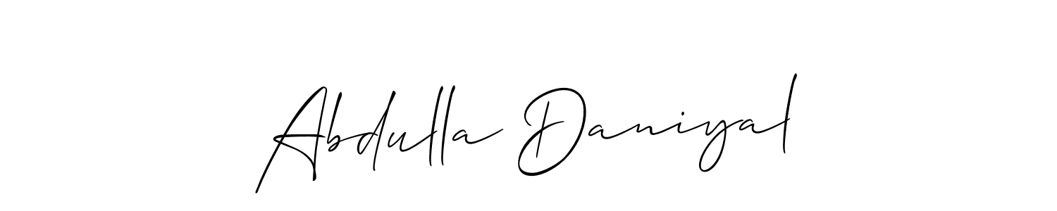 Allison_Script is a professional signature style that is perfect for those who want to add a touch of class to their signature. It is also a great choice for those who want to make their signature more unique. Get Abdulla Daniyal name to fancy signature for free. Abdulla Daniyal signature style 2 images and pictures png