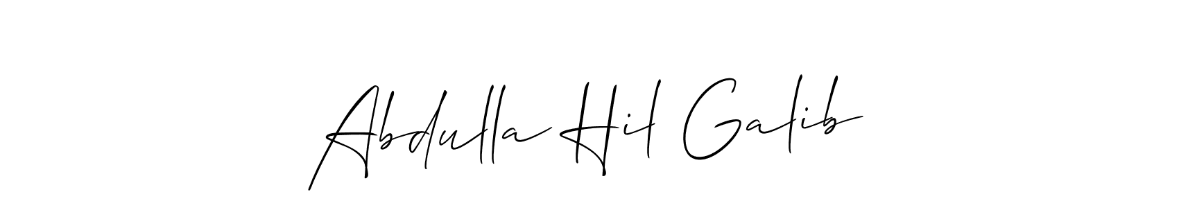 The best way (Allison_Script) to make a short signature is to pick only two or three words in your name. The name Abdulla Hil Galib include a total of six letters. For converting this name. Abdulla Hil Galib signature style 2 images and pictures png