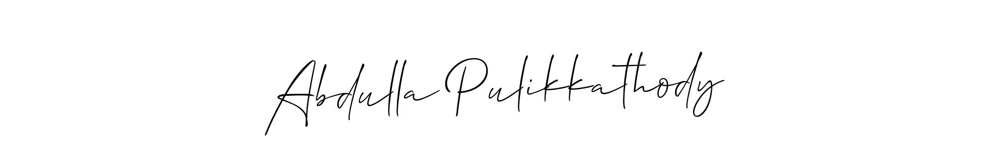 Abdulla Pulikkathody stylish signature style. Best Handwritten Sign (Allison_Script) for my name. Handwritten Signature Collection Ideas for my name Abdulla Pulikkathody. Abdulla Pulikkathody signature style 2 images and pictures png