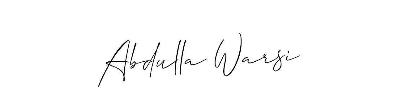 The best way (Allison_Script) to make a short signature is to pick only two or three words in your name. The name Abdulla Warsi include a total of six letters. For converting this name. Abdulla Warsi signature style 2 images and pictures png