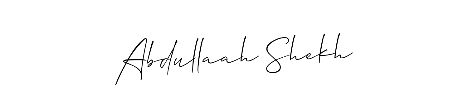 Use a signature maker to create a handwritten signature online. With this signature software, you can design (Allison_Script) your own signature for name Abdullaah Shekh. Abdullaah Shekh signature style 2 images and pictures png
