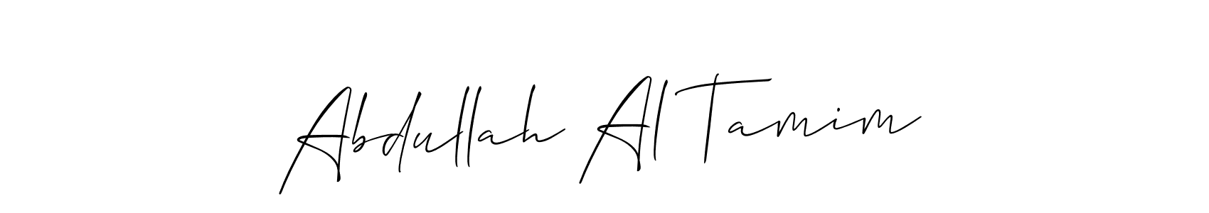 You should practise on your own different ways (Allison_Script) to write your name (Abdullah Al Tamim) in signature. don't let someone else do it for you. Abdullah Al Tamim signature style 2 images and pictures png