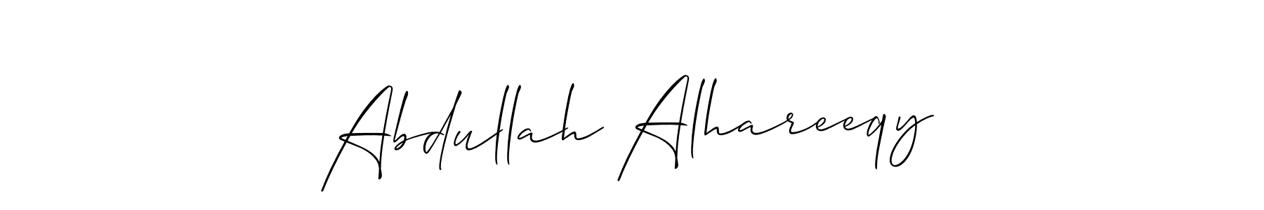 Allison_Script is a professional signature style that is perfect for those who want to add a touch of class to their signature. It is also a great choice for those who want to make their signature more unique. Get Abdullah Alhareeqy name to fancy signature for free. Abdullah Alhareeqy signature style 2 images and pictures png