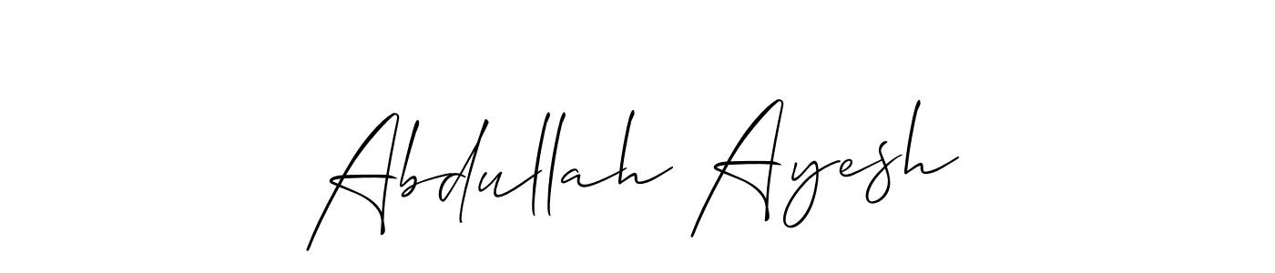 Design your own signature with our free online signature maker. With this signature software, you can create a handwritten (Allison_Script) signature for name Abdullah Ayesh. Abdullah Ayesh signature style 2 images and pictures png