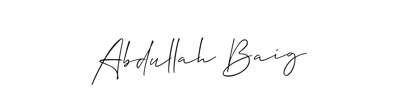 Design your own signature with our free online signature maker. With this signature software, you can create a handwritten (Allison_Script) signature for name Abdullah Baig. Abdullah Baig signature style 2 images and pictures png