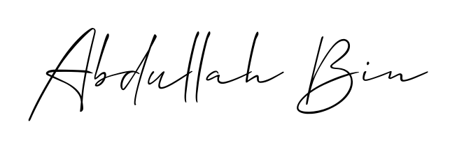 The Allison_Script typeface gives name Abdullah Bin a refined look. Suitable for certificates, diplomas, and official verification. Abdullah Bin signature style 2 images and pictures png