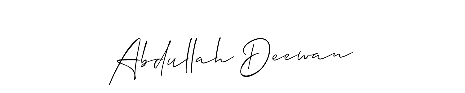 You should practise on your own different ways (Allison_Script) to write your name (Abdullah Deewan) in signature. don't let someone else do it for you. Abdullah Deewan signature style 2 images and pictures png