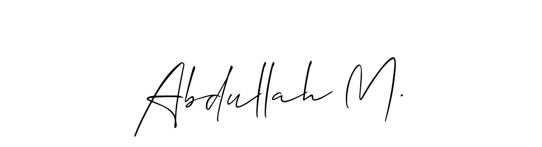 Also You can easily find your signature by using the search form. We will create Abdullah M. name handwritten signature images for you free of cost using Allison_Script sign style. Abdullah M. signature style 2 images and pictures png