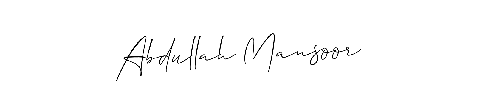 You should practise on your own different ways (Allison_Script) to write your name (Abdullah Mansoor) in signature. don't let someone else do it for you. Abdullah Mansoor signature style 2 images and pictures png