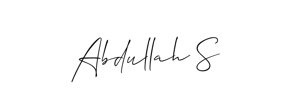 The best way (Allison_Script) to make a short signature is to pick only two or three words in your name. The name Abdullah S include a total of six letters. For converting this name. Abdullah S signature style 2 images and pictures png