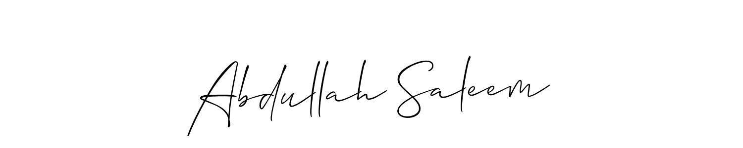 The best way (Allison_Script) to make a short signature is to pick only two or three words in your name. The name Abdullah Saleem include a total of six letters. For converting this name. Abdullah Saleem signature style 2 images and pictures png