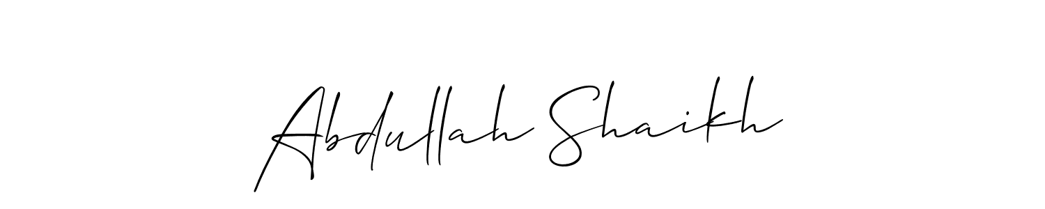 Allison_Script is a professional signature style that is perfect for those who want to add a touch of class to their signature. It is also a great choice for those who want to make their signature more unique. Get Abdullah Shaikh name to fancy signature for free. Abdullah Shaikh signature style 2 images and pictures png