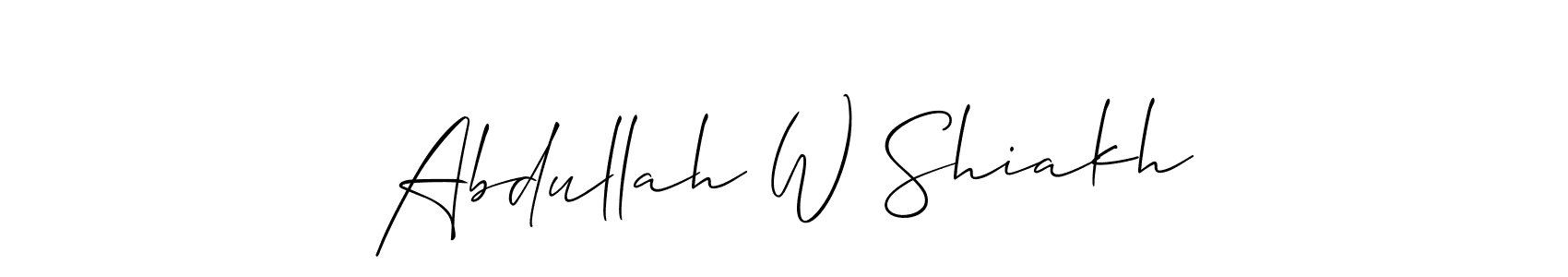 Allison_Script is a professional signature style that is perfect for those who want to add a touch of class to their signature. It is also a great choice for those who want to make their signature more unique. Get Abdullah W Shiakh name to fancy signature for free. Abdullah W Shiakh signature style 2 images and pictures png